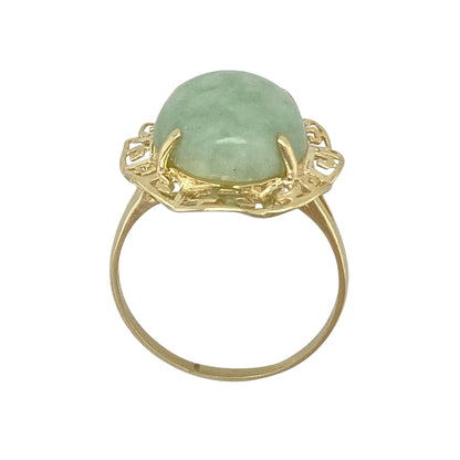 9ct Gold & Jade Greek Key Set Ring