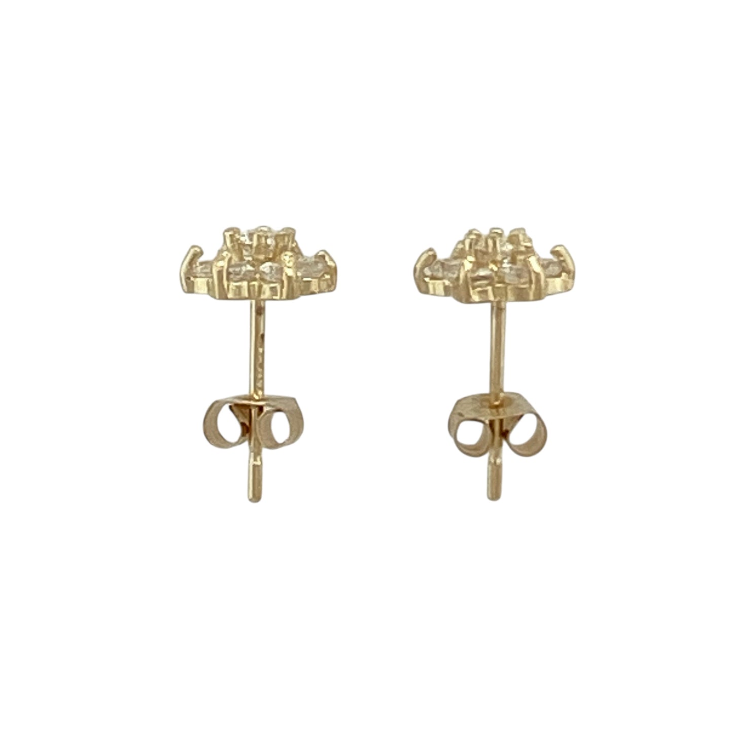 9ct Gold & Cubic Zirconia Set Flower Stud Earrings