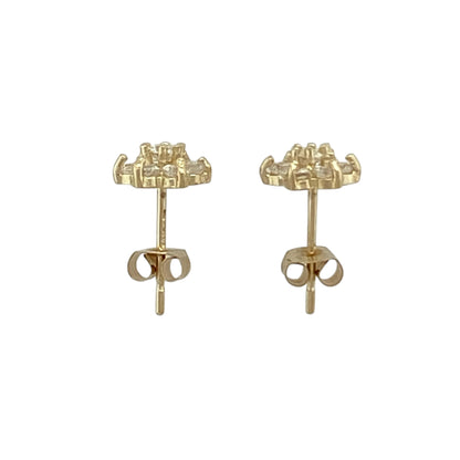 9ct Gold & Cubic Zirconia Set Flower Stud Earrings