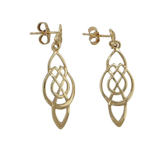 9ct Gold Celtic Style Knot Drop Earrings