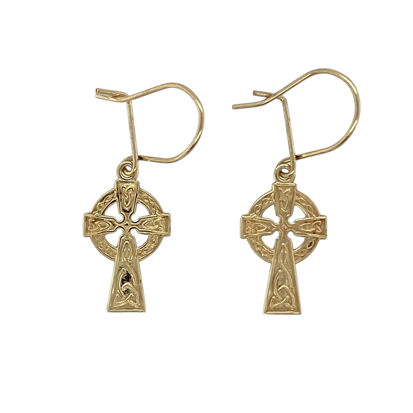 9ct Gold Celtic Cross Drop Earrings
