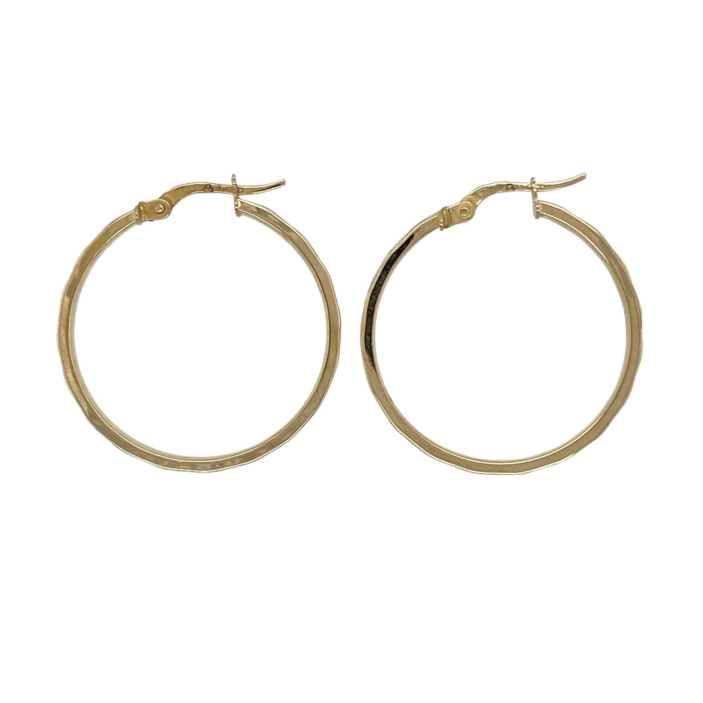 9ct Gold Stripe Patterned Hoop Creole Earrings