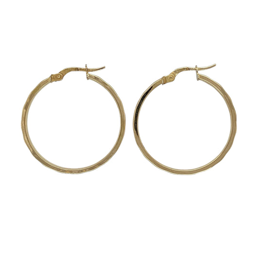 9ct Gold Stripe Patterned Hoop Creole Earrings