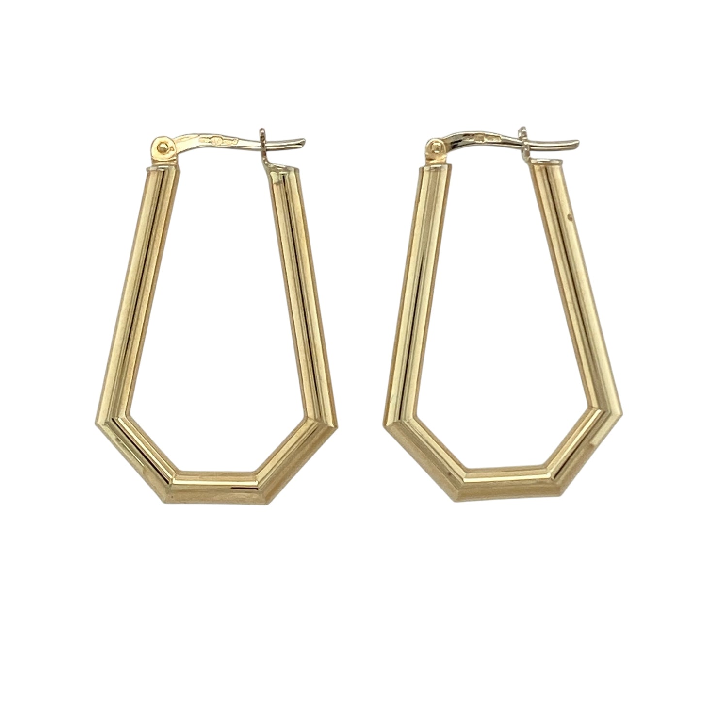 9ct Gold Geometric Shaped Creole Earrings