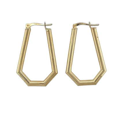 9ct Gold Geometric Shaped Creole Earrings