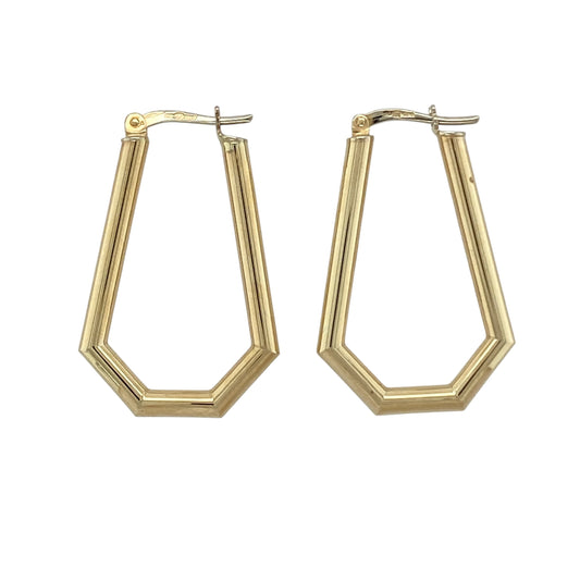 9ct Gold Geometric Shaped Creole Earrings