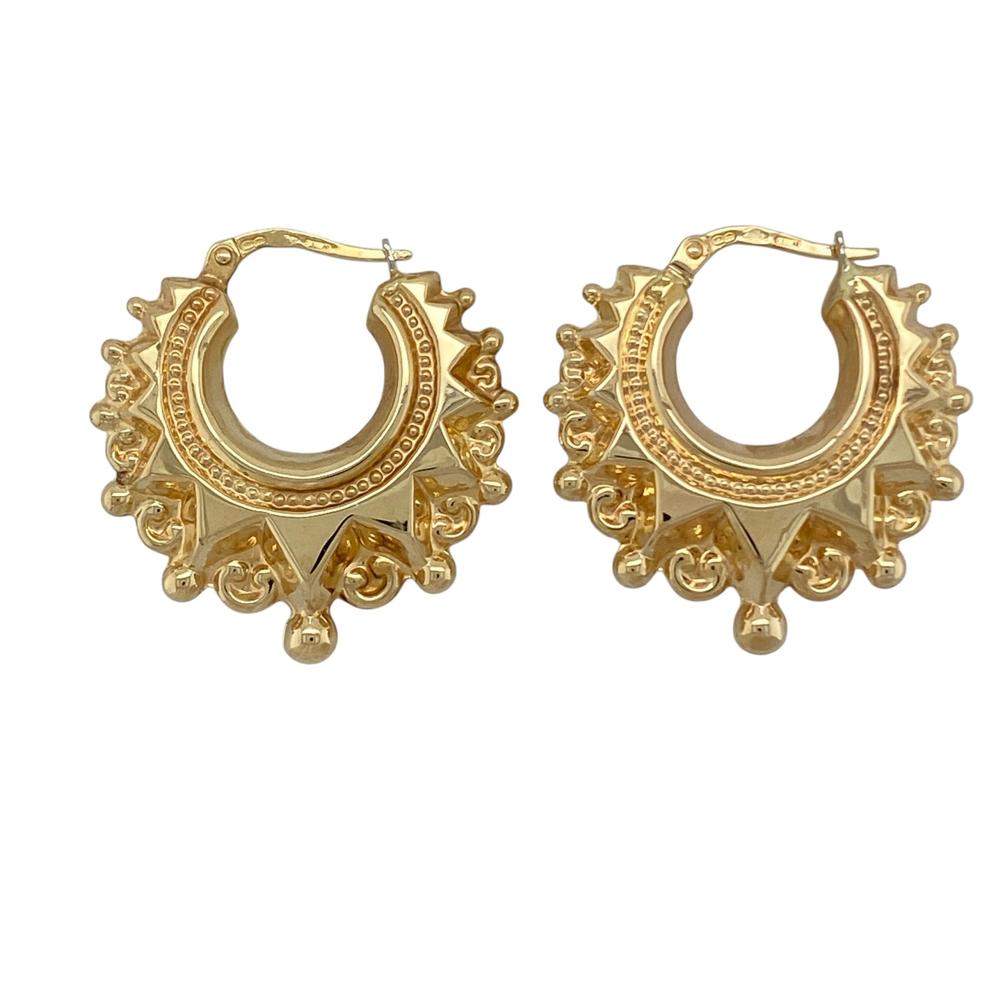 9ct Gold Victorian Style Fancy Creole Hoop Earrings