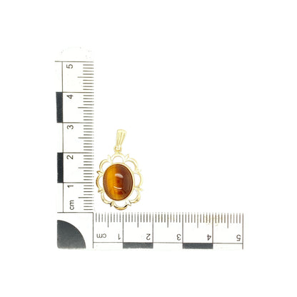 9ct Gold & Tiger's Eye Oval Pendant