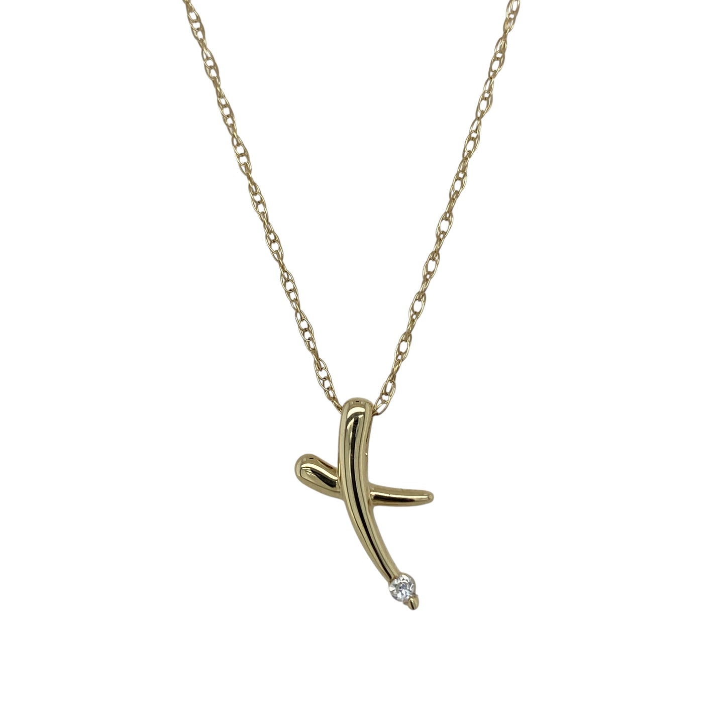 9ct Gold & Cubic Zirconia Set Kiss 18" Necklace
