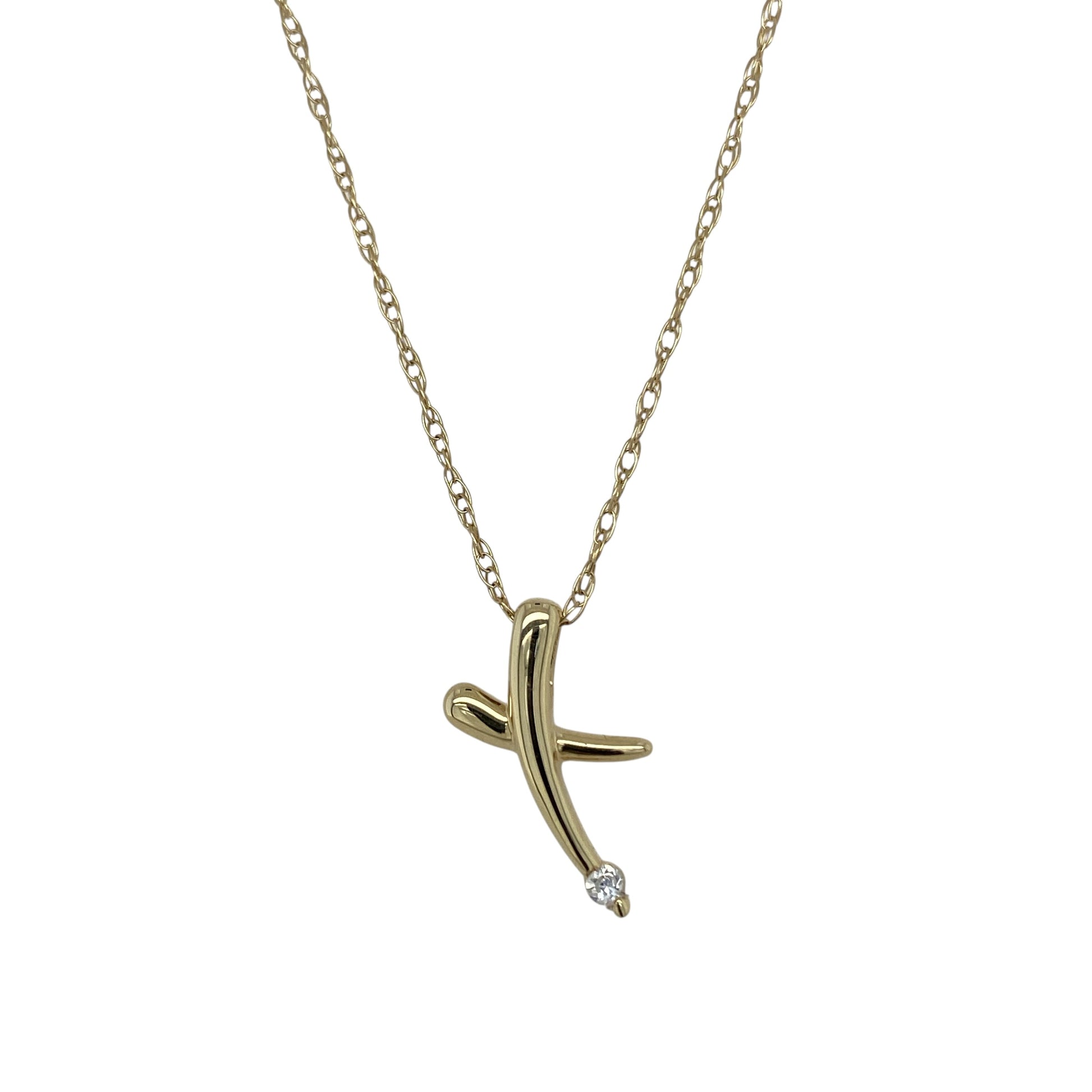 9ct Gold & Cubic Zirconia Set Kiss 18" Necklace