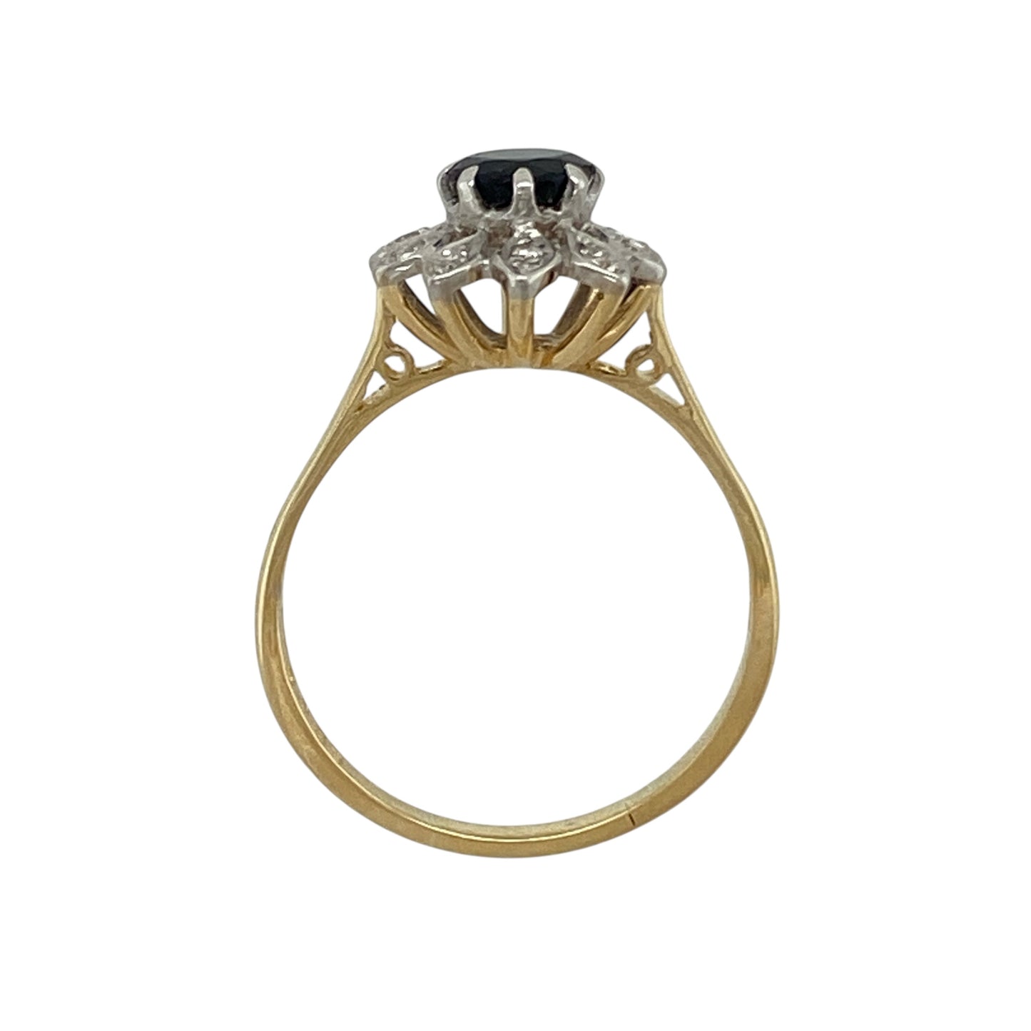 18ct Gold Diamond & Sapphire Set Flower Cluster Ring