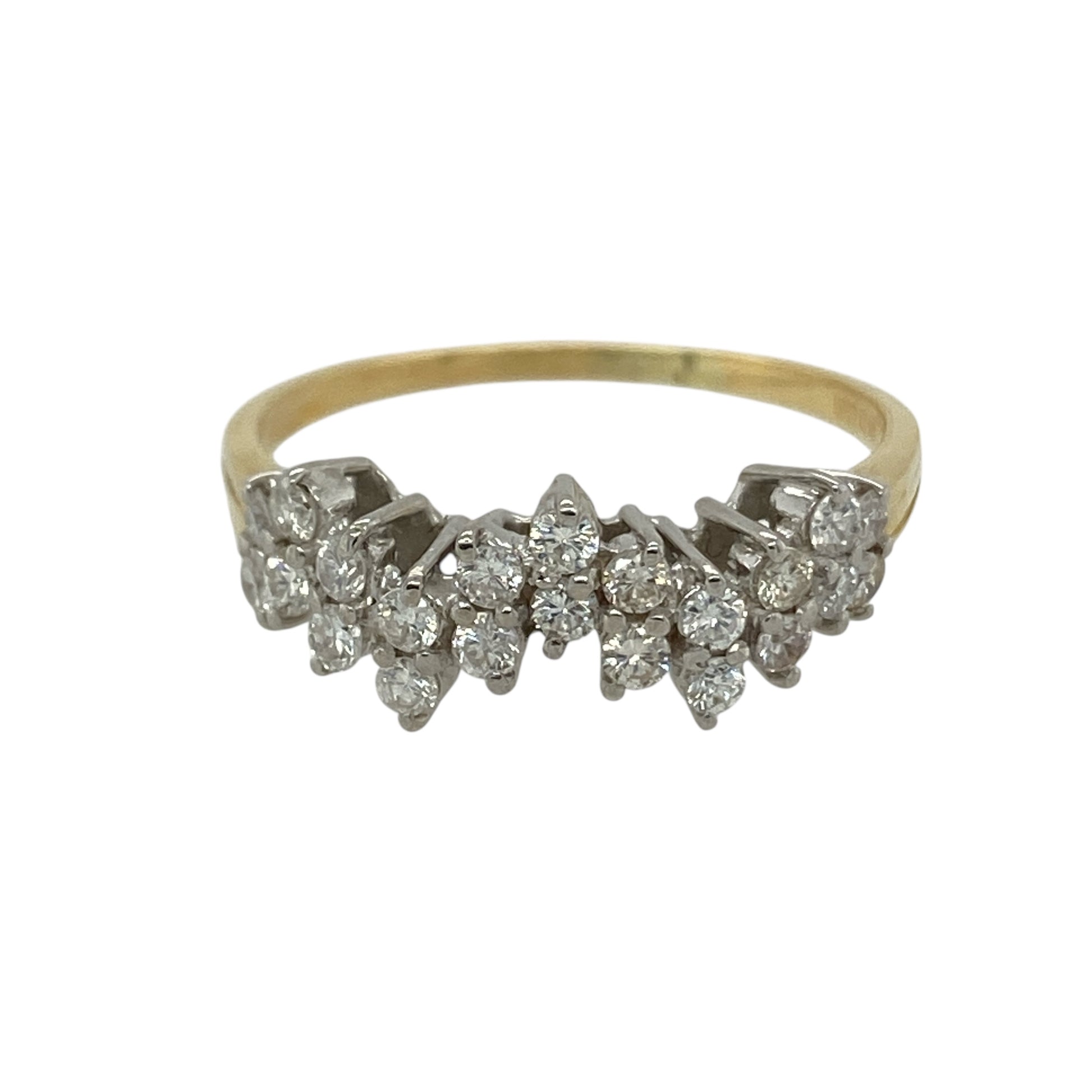 18ct Gold & Diamond Set Zig Zag Cluster Band Ring