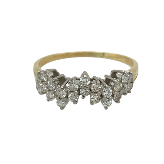 18ct Gold & Diamond Set Zig Zag Cluster Band Ring