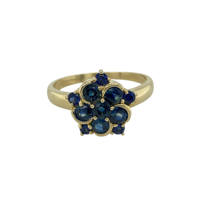 9ct Gold & Sapphire Flower Cluster Ring