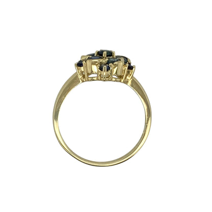 9ct Gold & Sapphire Flower Cluster Ring