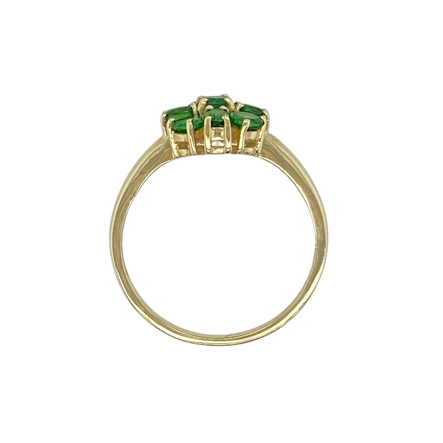 9ct Gold & Green Stone Flower Cluster Ring