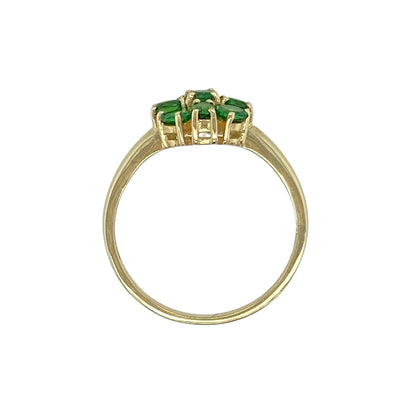 9ct Gold & Green Stone Flower Cluster Ring