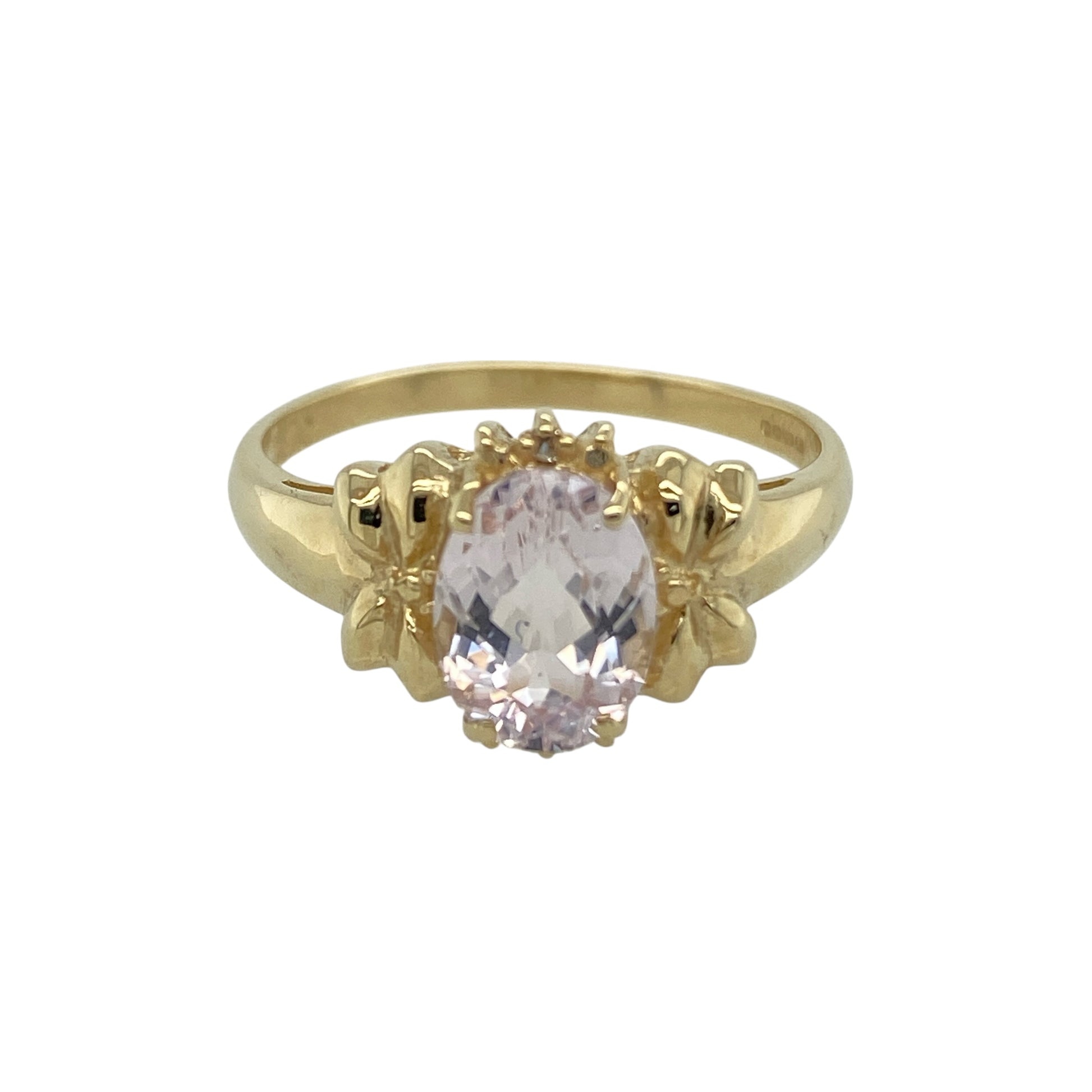 9ct Gold & Pink Stone Bow Detail Ring