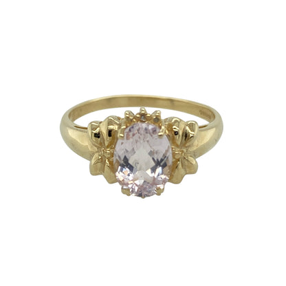 9ct Gold & Pink Stone Bow Detail Ring