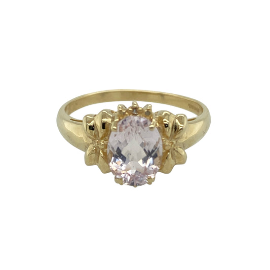 9ct Gold & Pink Stone Bow Detail Ring