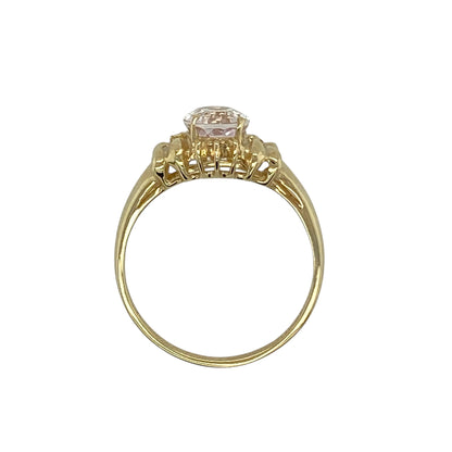 9ct Gold & Pink Stone Bow Detail Ring