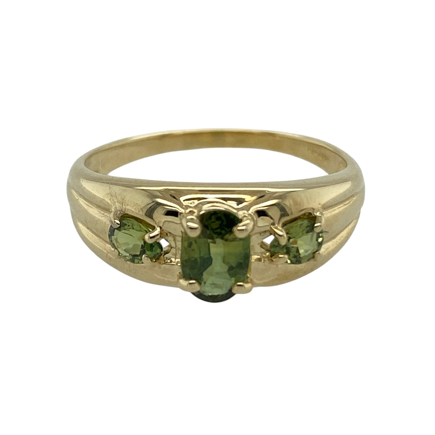 9ct Gold & Peridot Coloured Trilogy Ring