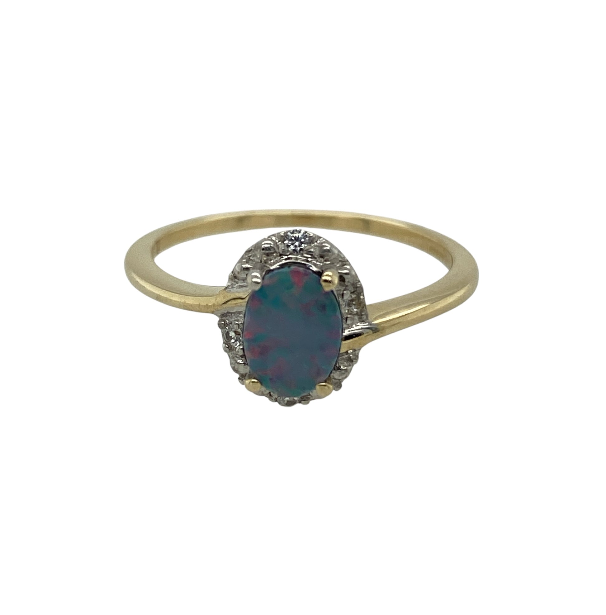 9ct Gold Opalique & Cubic Zirconia Cluster Ring