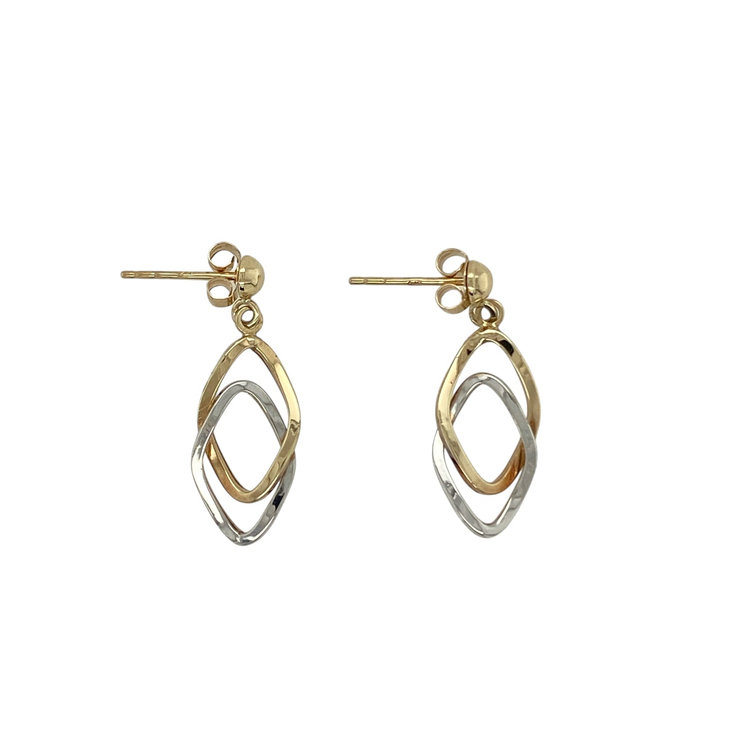 9ct Gold Linked Circle Drop Earrings