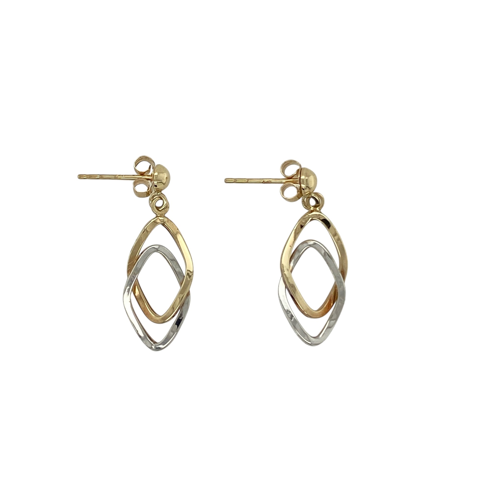 9ct Gold Linked Circle Drop Earrings