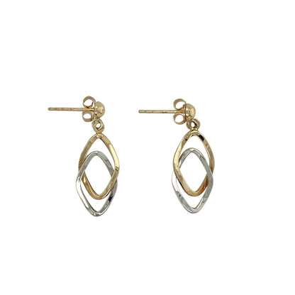 9ct Gold Linked Circle Drop Earrings