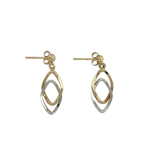 9ct Gold Linked Circle Drop Earrings