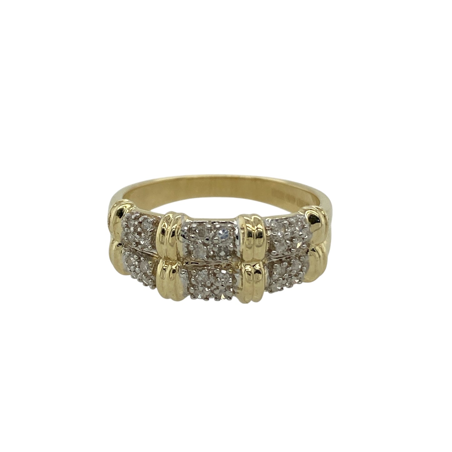 9ct Gold & Diamond Double Row Band Ring