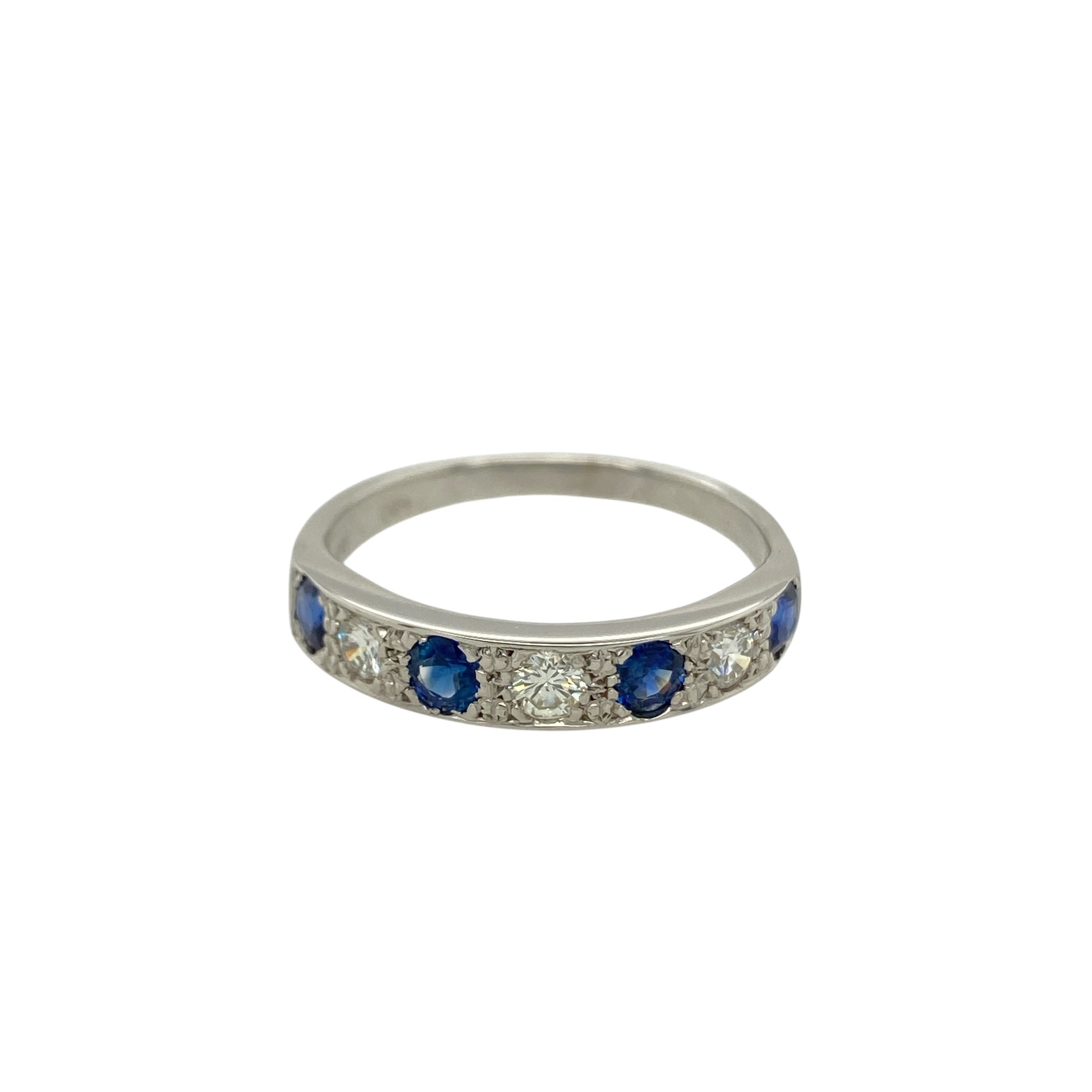 18ct White Gold Diamond & Sapphire Band Ring