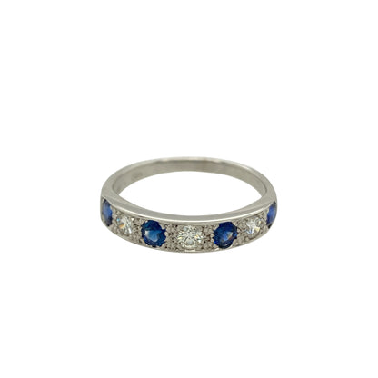 18ct White Gold Diamond & Sapphire Band Ring