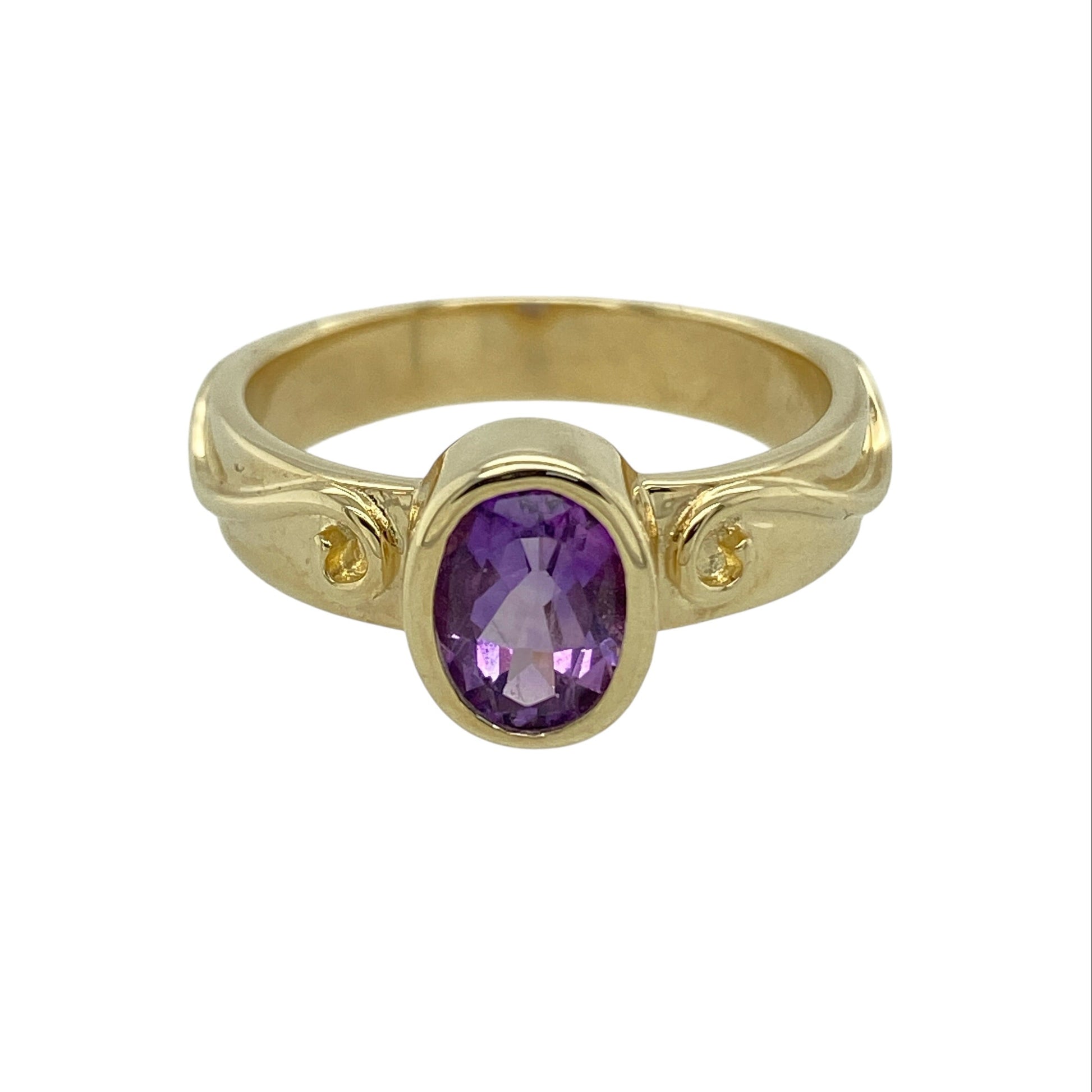 9ct Gold Clogau Amethyst Swirl Band Ring