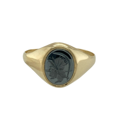 9ct Gold & Hematite Centurion Signet Ring