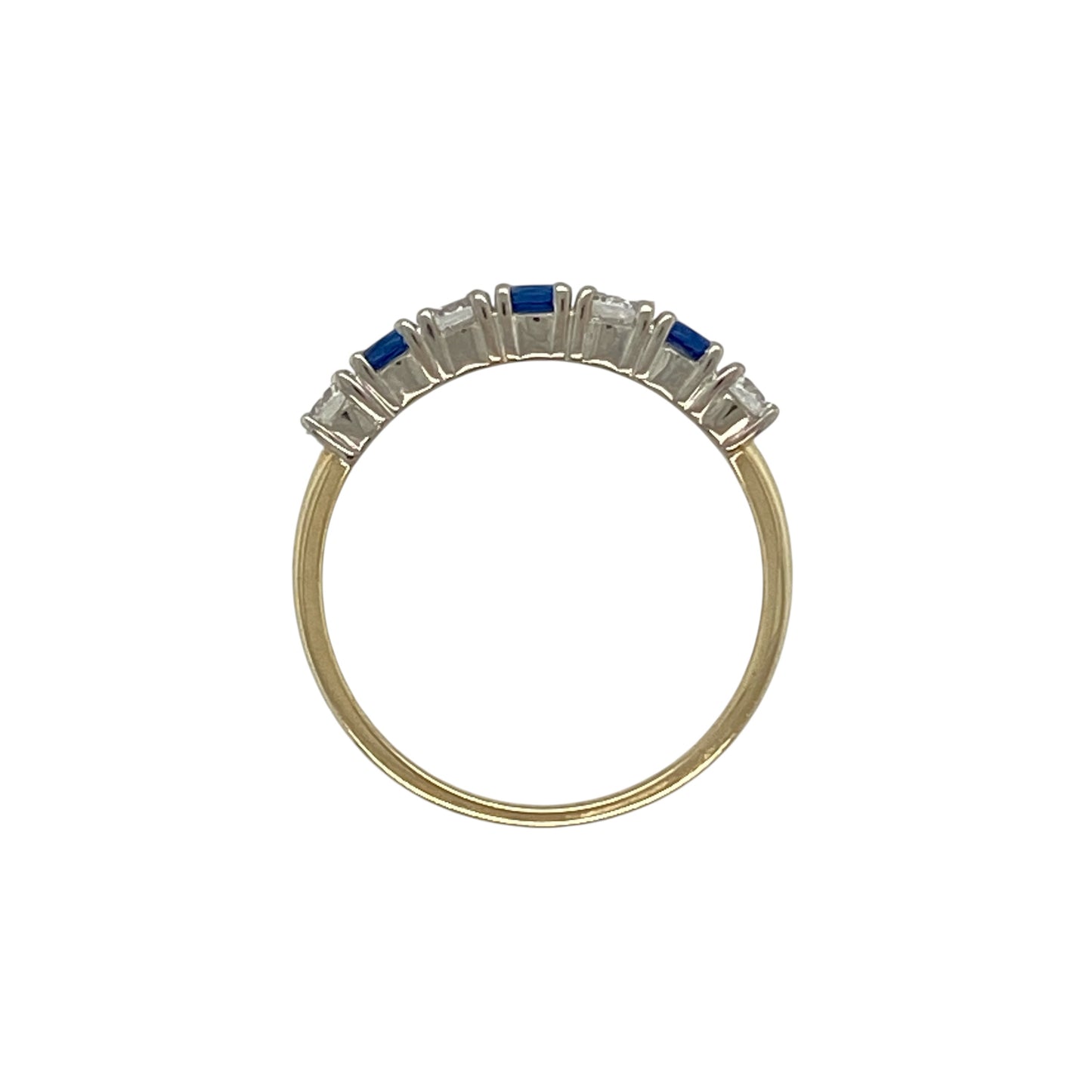 9ct Gold Cubic Zirconia & Blue Stone Band Ring