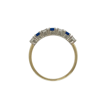 9ct Gold Cubic Zirconia & Blue Stone Band Ring