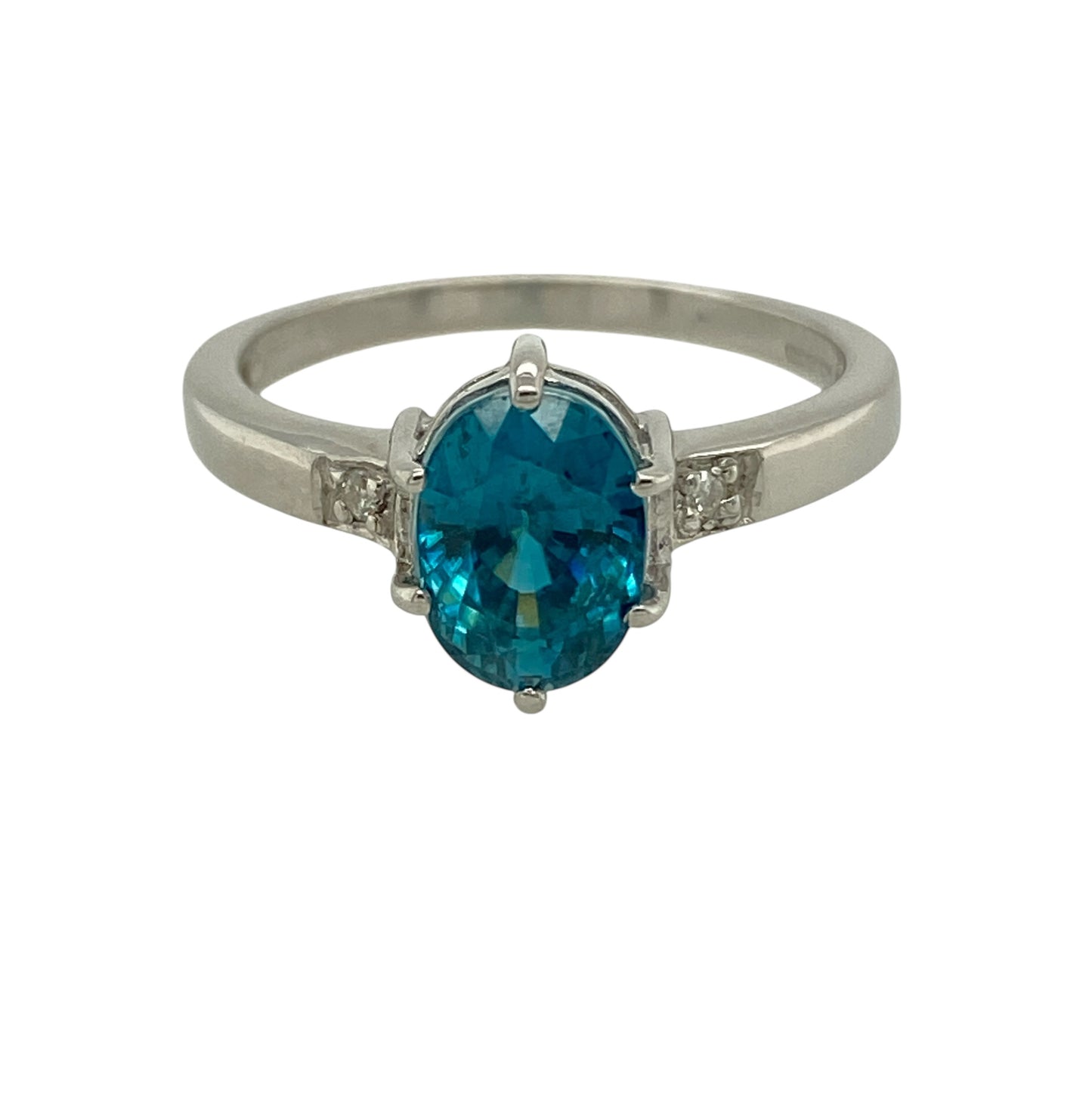 9ct Gold Diamond & Blue Stone Ring