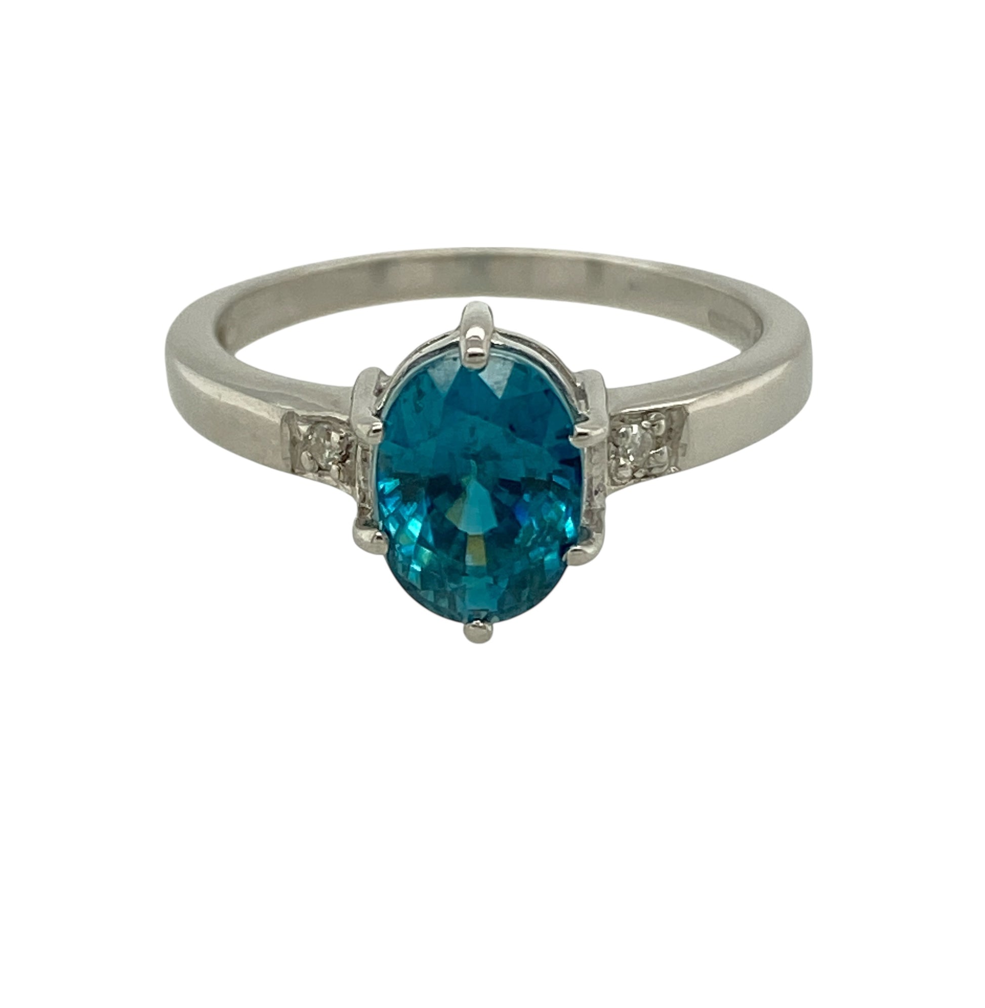 9ct Gold Diamond & Blue Stone Ring