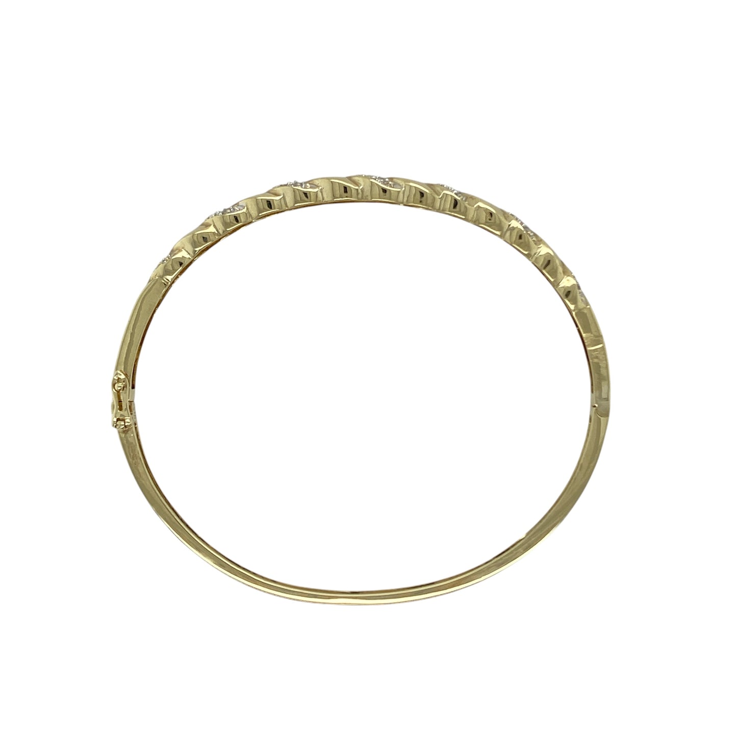 9ct Gold & Diamond Set Twisted Hinged Bangle