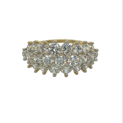 9ct Gold Cubic Zirconia Three Row Band Ring