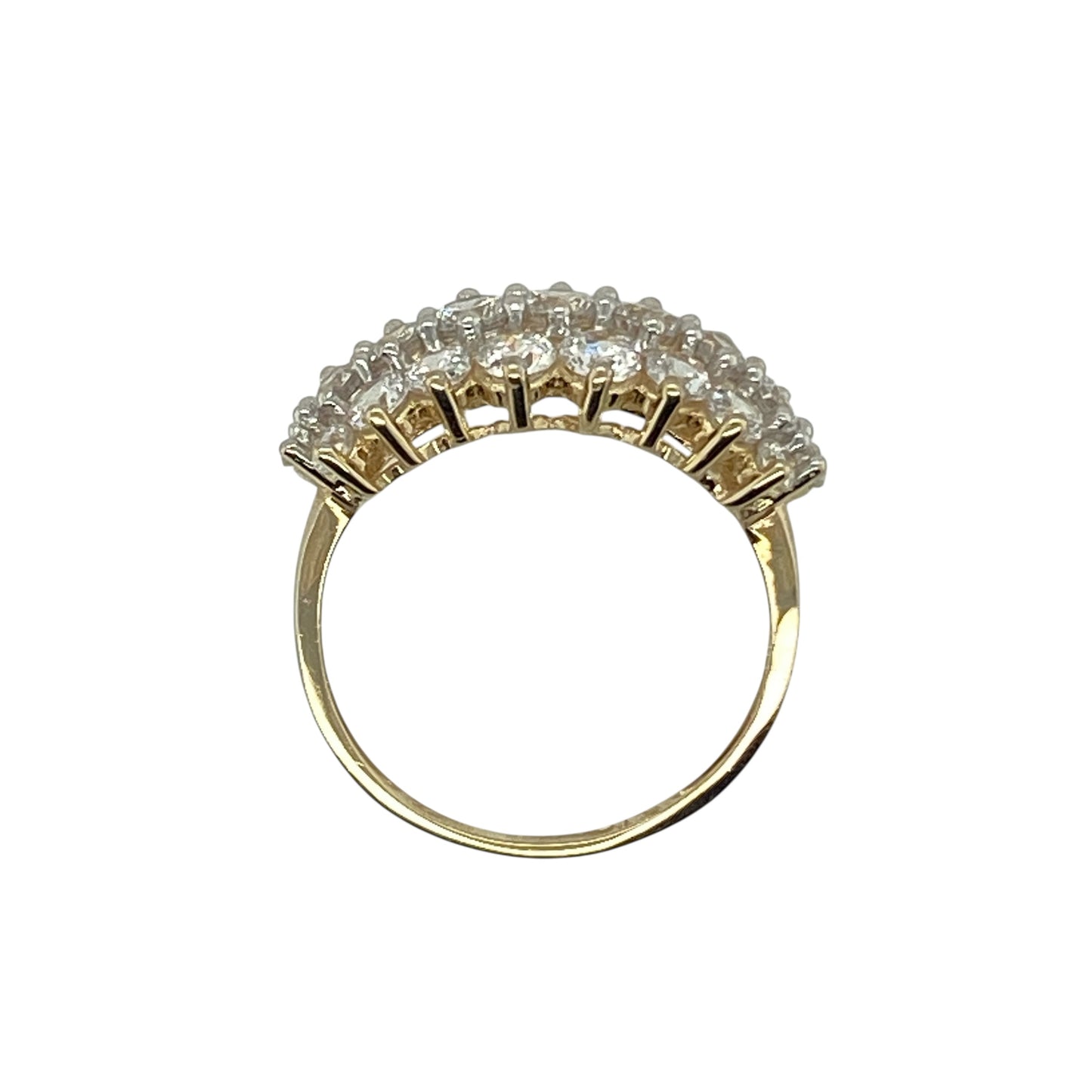 9ct Gold Cubic Zirconia Three Row Band Ring