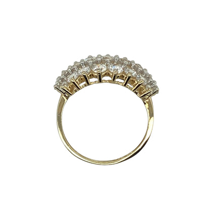 9ct Gold Cubic Zirconia Three Row Band Ring