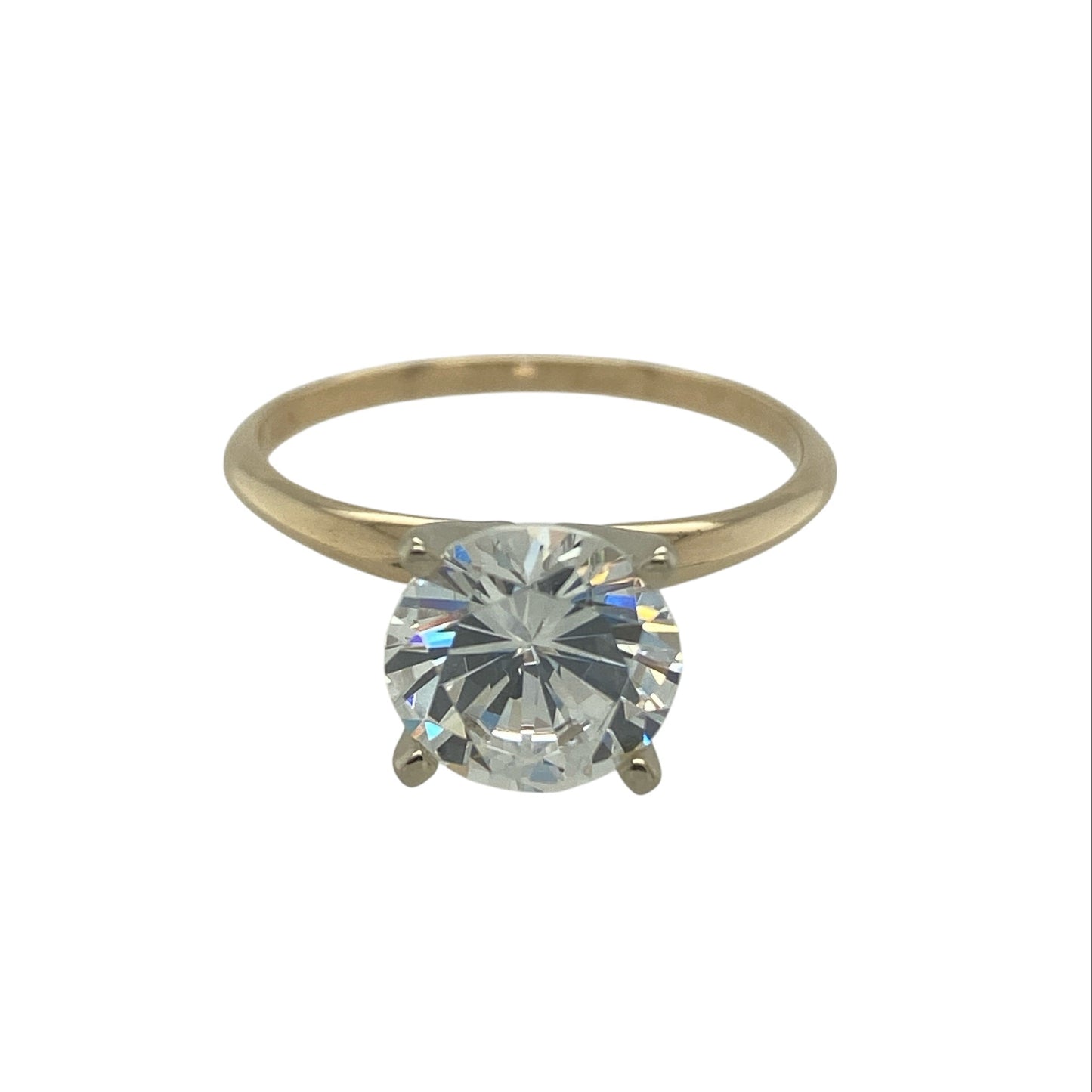 14ct Gold Cubic Zirconia Set Solitaire Ring