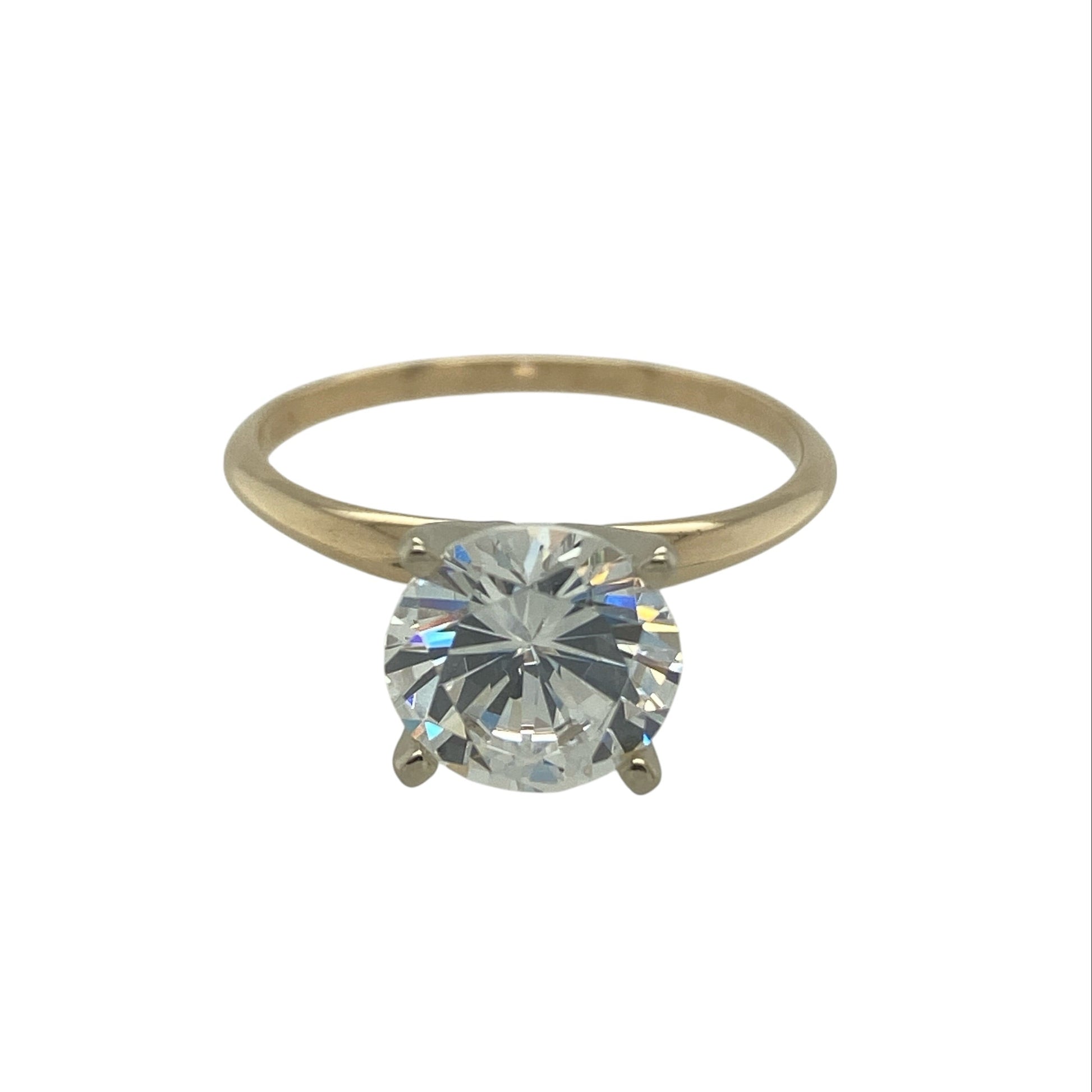 14ct Gold Cubic Zirconia Set Solitaire Ring