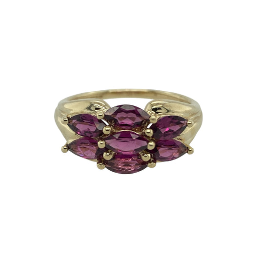 9ct Gold Purple Stone Cluster Ring