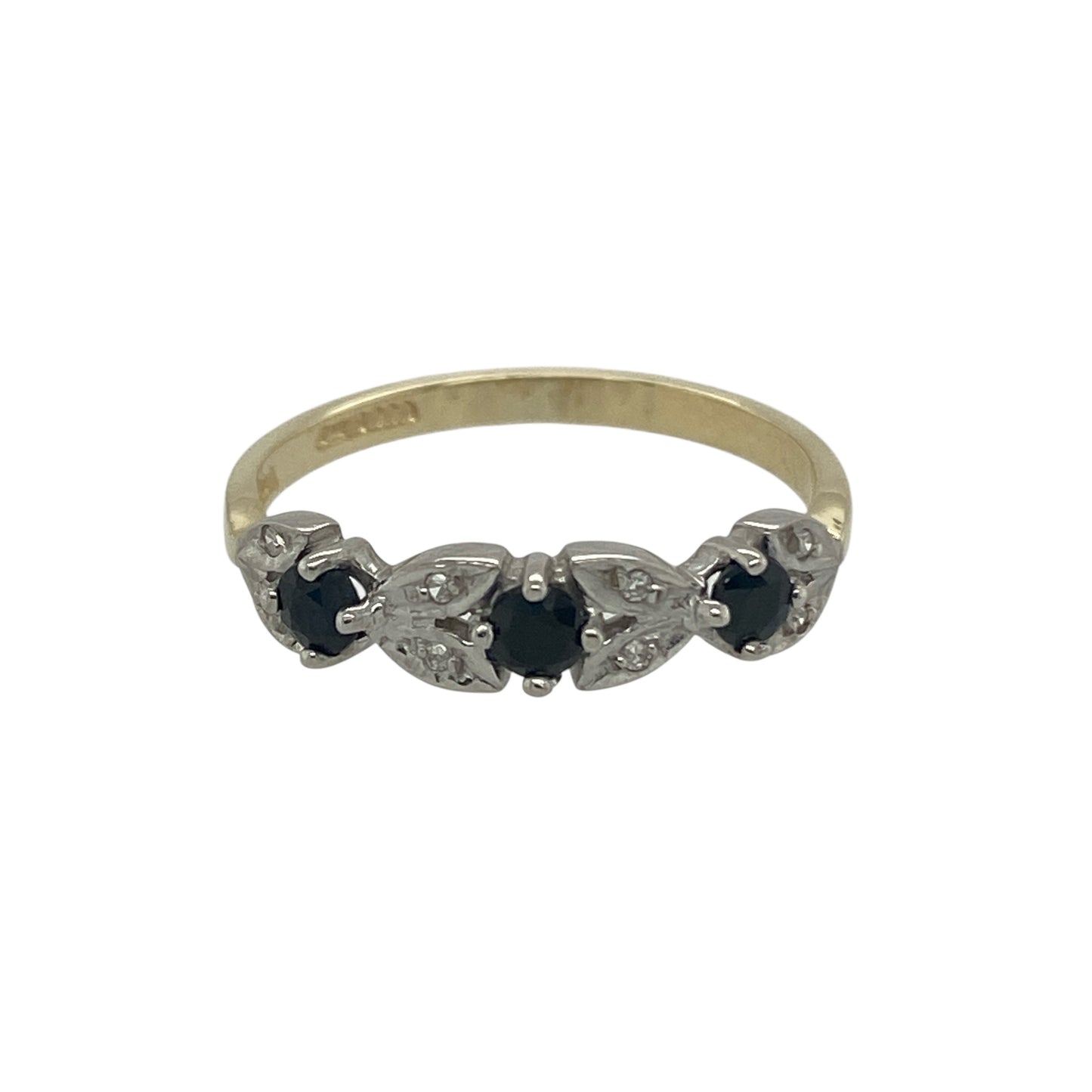 9ct Gold Diamond & Sapphire Set Band Ring