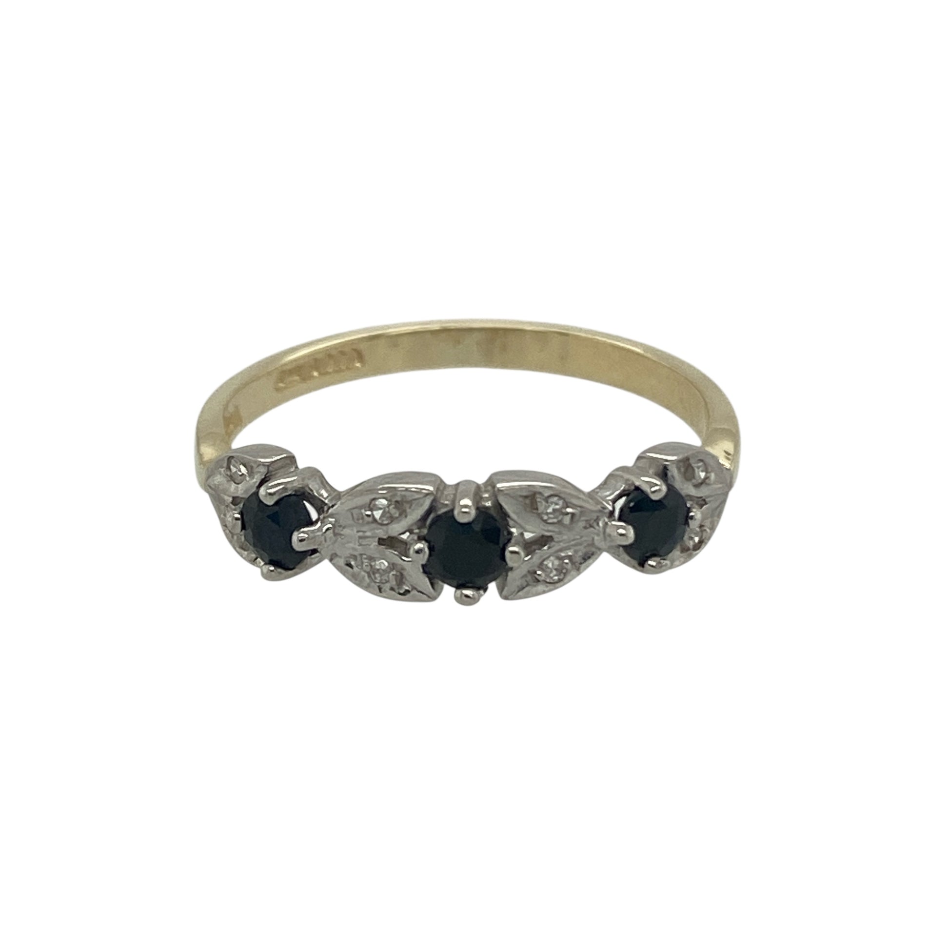 9ct Gold Diamond & Sapphire Set Band Ring