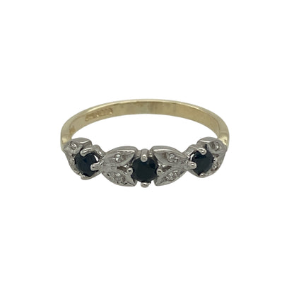 9ct Gold Diamond & Sapphire Set Band Ring